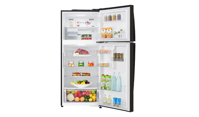 LG 441L Top Mount Fridge with Door Cooling+™ in Anti-fingerprint Black Steel, GT-442BTDC